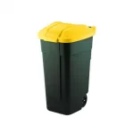 Coș de gunoi selectiv Curver 110L cu roți, negru/galben, pentru exterior