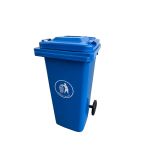 Container deșeuri Leziter 120L din HDPE, albastru, cu roți și capac etanș