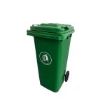Container pentru deșeuri Leziter 120L verde, din HDPE cu roți și capac etanș