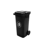 Container deșeuri Mirpol 120L negru, cu roți și capac etanș din HDPE