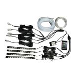 Kit fir neon LED RGB 6 m + benzi LED RGB 4x22 cm cu telecomandă RF, 12V