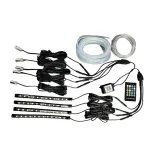 Kit fir neon LED RGB 6 m + benzi LED RGB 4x22 cm cu telecomandă RF, 12V