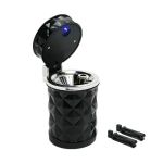 Scrumieră auto cu LED, prindere pe grila de ventilație sau suport pahar, albastru