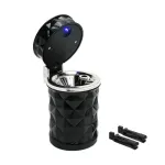 Scrumieră auto cu LED, prindere pe grila de ventilație sau suport pahar, albastru