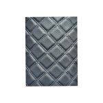 Material imitație piele pentru tapițerie romb perforat, negru cu cusătură bej (Y02NB)