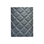 Material imitație piele pentru tapițerie romb perforat, negru cu cusătură bej (Y02NB)