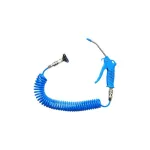 Pistol de aer pentru curatarea prafului, cu furtun spiralat 4 mm si cuple rapide, albastru