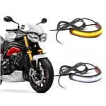 Set benzi DRL 12,5 cm 12V cu semnalizare dinamica, lumina alba/galbena