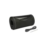 Husă volan din piele perforată M (38 cm), negru carbon, cusătură gri, cu ac și ață