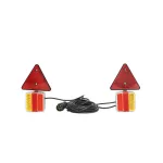 Set lămpi LED magnetice pentru remorcă cu triunghiuri reflectorizante, mufă 7 pini, cablu 7,5 m