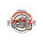 Abțibild rotund American Motorcycles 15 cm, autocolant Oracal (TAG 036/T2)