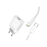 Încărcător rețea 20W QC3.0 USB-A/USB-C cu cablu Lightning 1 m, alb