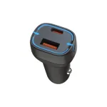 Încărcător auto Quick Charge 3.0 + PD 20W USB-C, 2 porturi, negru (XO-CC37)