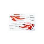 Abtibild auto cu flăcări, contur alb, 20 cm – decor tuning AN17