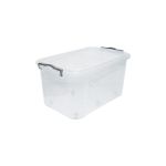 Cutie depozitare 50L cu capac si roti plastic transparenta Cod: DISLK04