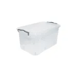 Cutie de depozitare 50L transparentă cu capac și roți, plastic rezistent