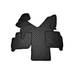 Covor cabină camion Iveco Stralis, imitație piele, cutie automată, negru-roșu LUX-563