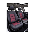 Set huse scaune auto universale premium, banchetă spate fracționată, negru/roșu