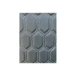 Material imitație piele pentru tapițerie, model hexagon negru cu cusătură gri – Y06NG