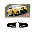 Capace oglinzi tip Batman negru lucios pentru Seat Leon Mk2 (2005–2008), set 2 buc