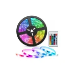 Bandă LED RGB multicoloră 5 m, 12V, cu alimentare și telecomandă (LED10110)