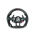 Volan sport din piele și carbon pentru Audi 2011+ cu padele, flat-bottom (OCH-02)