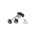 Claxon pneumatic cu 2 trompete 12/24V pentru compresor aer, crom-negru (DISBS76)
