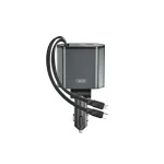 Încărcător auto XO CC62 65W cu cabluri retractabile, USB-C/USB-A și voltmetru