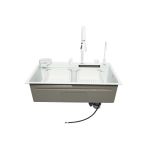 Chiuveta bucatarie otel inoxidabil cu doua baterii, functie cascada, spalator pahare, dozator sapun, scurgator, tava, tocator si accesorii scurgere incluse, 75x46x23.5cm Cod: DISPK13