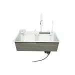 Chiuvetă bucătărie inox 75x46 cu baterie cascadă, spălător pahare și accesorii (DISPK13)