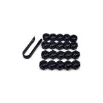 Set capace prezoane 17 mm din ABS cu cheie, 20 buc, negru/gri