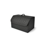 Organizator portbagaj auto Premium din piele ecologica negru cu cusatura neagra 55x30x30 cm Cod: RAZ451