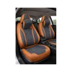 Set huse scaune auto universale Premium 9D, fata-spate, maro si gri antracit