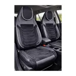 Set huse scaune auto universale Premium, banchetă fracționată, negru cu cusătură albă