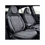 Set huse scaune auto universale Premium fractionate, negru-gri, tetiera incorporata