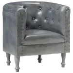 Fotoliu, gri, piele naturală GartenMobel Dekor