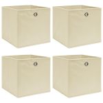 Cutii de depozitare, 4 buc., crem, 32x32x32 cm, textil GartenMobel Dekor