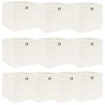 Cutii depozitare, 10 buc., alb, 32x32x32 cm, textil GartenMobel Dekor