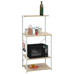 Dulap microunde, alb/stejar, 60x39,6x123 cm, lemn prelucrat GartenMobel Dekor