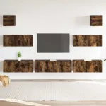 Set comodă TV, 7 piese, stejar fumuriu, lemn compozit GartenMobel Dekor