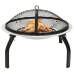 Vatră de foc 2-în-1 cu grătar/vătrai, 56x56x49 cm, oțel inoxidabil GartenMobel Dekor