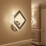 Aplică LED pătrată AP2881 cu cristale, 23.4W, 3 temperaturi de culoare, crom lucios