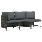 Set mobilier de grădină cu perne, 3 piese, gri, poliratan GartenMobel Dekor