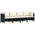Canapea de grădină cu 4 locuri, cu perne, negru, poliratan GartenMobel Dekor