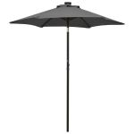 Umbrelă de soare cu lumini LED, antracit, 200x211 cm, aluminiu GartenMobel Dekor