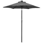 Umbrelă de soare cu lumini LED, antracit, 200x211 cm, aluminiu GartenMobel Dekor