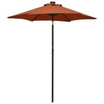 Umbrelă de soare cu lumini LED, cărămiziu, 200x211 cm, aluminiu GartenMobel Dekor