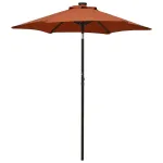 Umbrelă de soare cu lumini LED, cărămiziu, 200x211 cm, aluminiu GartenMobel Dekor
