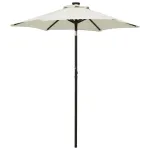 Umbrelă de soare cu lumini LED, nisipiu, 200x211 cm, aluminiu GartenMobel Dekor