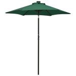 Umbrelă de soare cu lumini LED, verde, 200x211 cm, aluminiu GartenMobel Dekor
